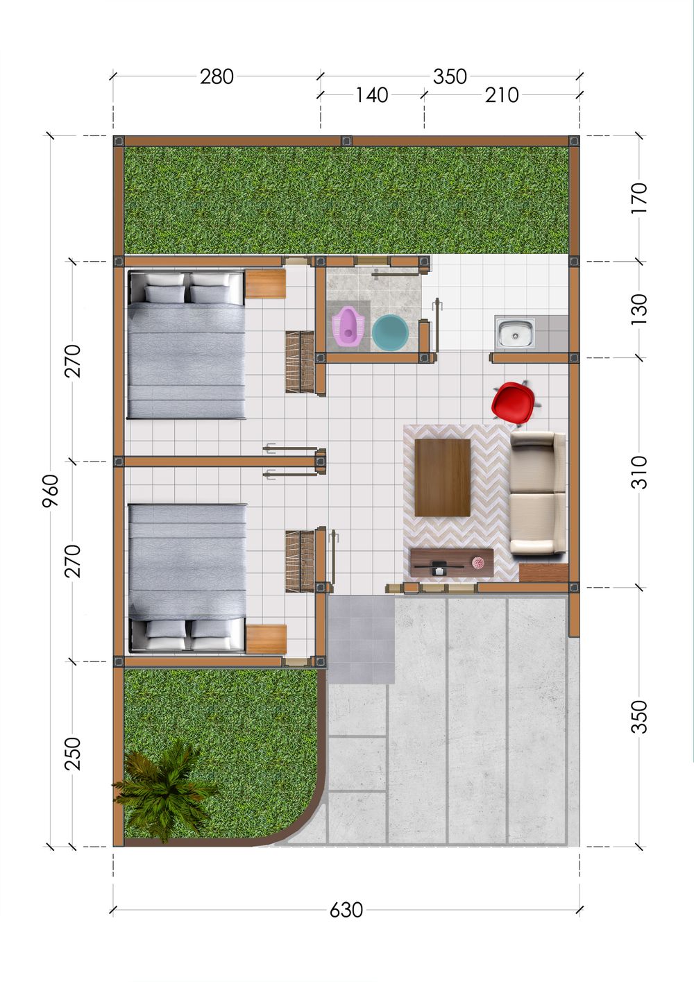 foto denah rumah tipe 30/60 perumahan PURI TAMAN ASRI