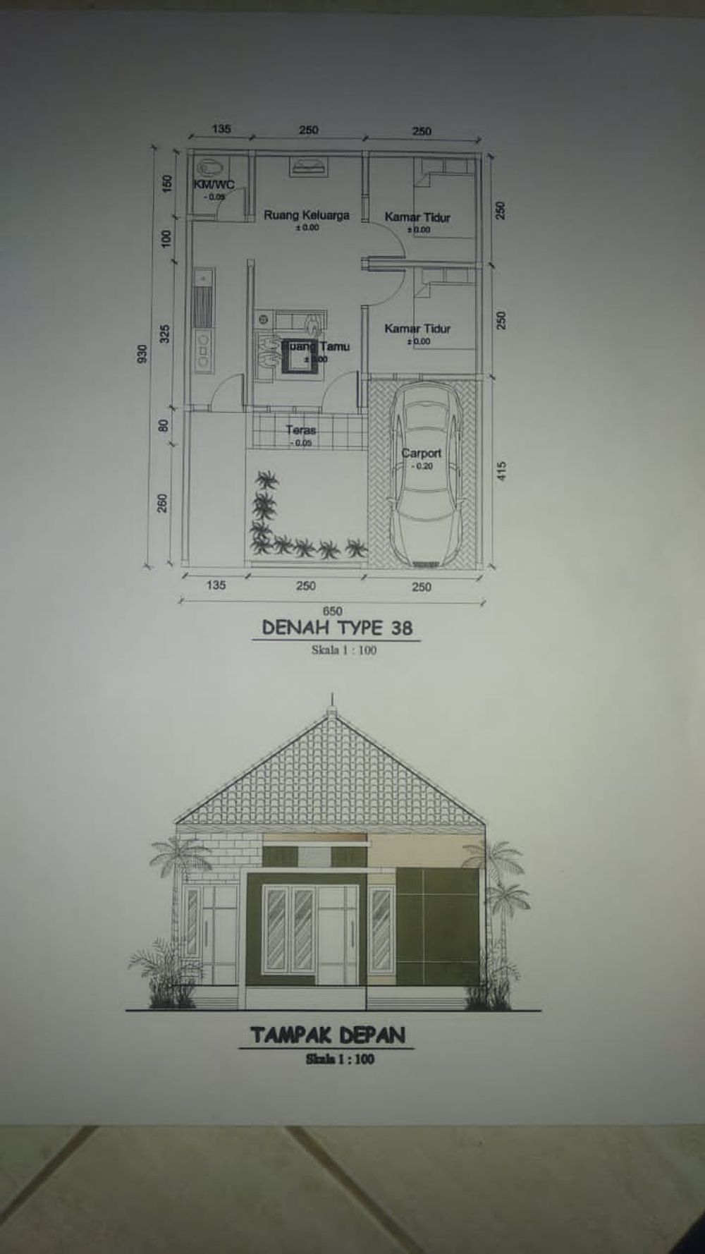 foto denah rumah tipe SUBSIDI perumahan PONDOK PANDEAN INDAH