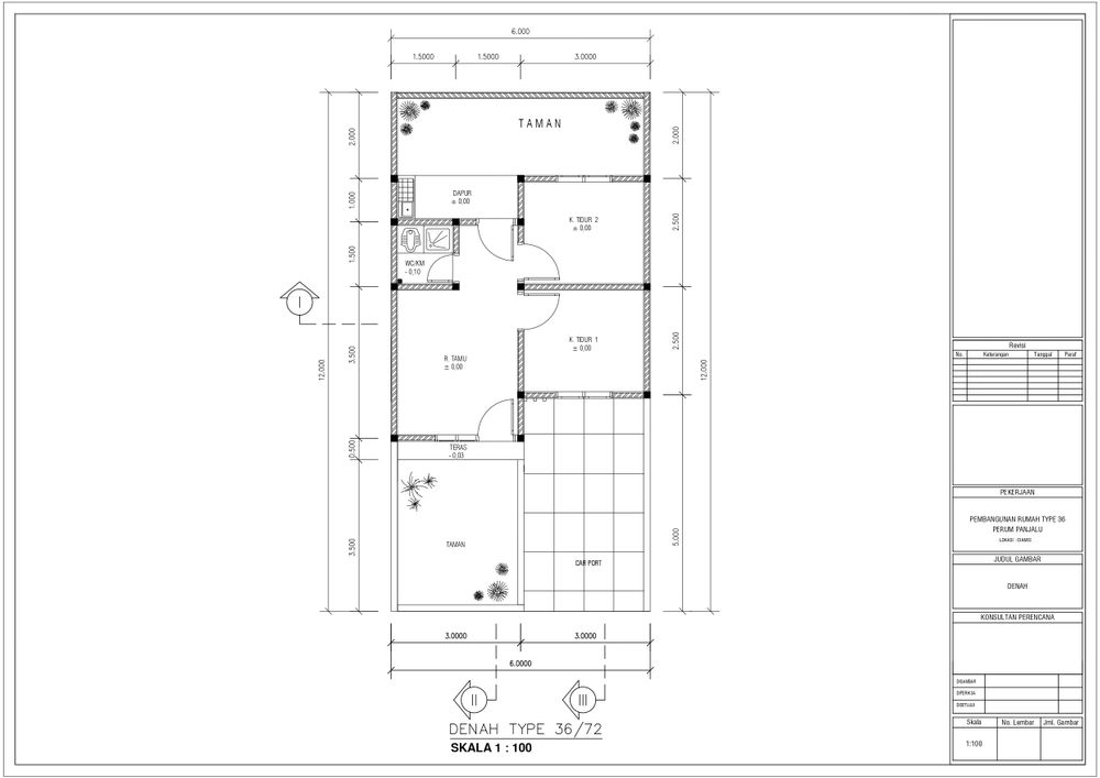 foto denah rumah tipe 36/72 perumahan PANJALU INDAH RESIDENCE
