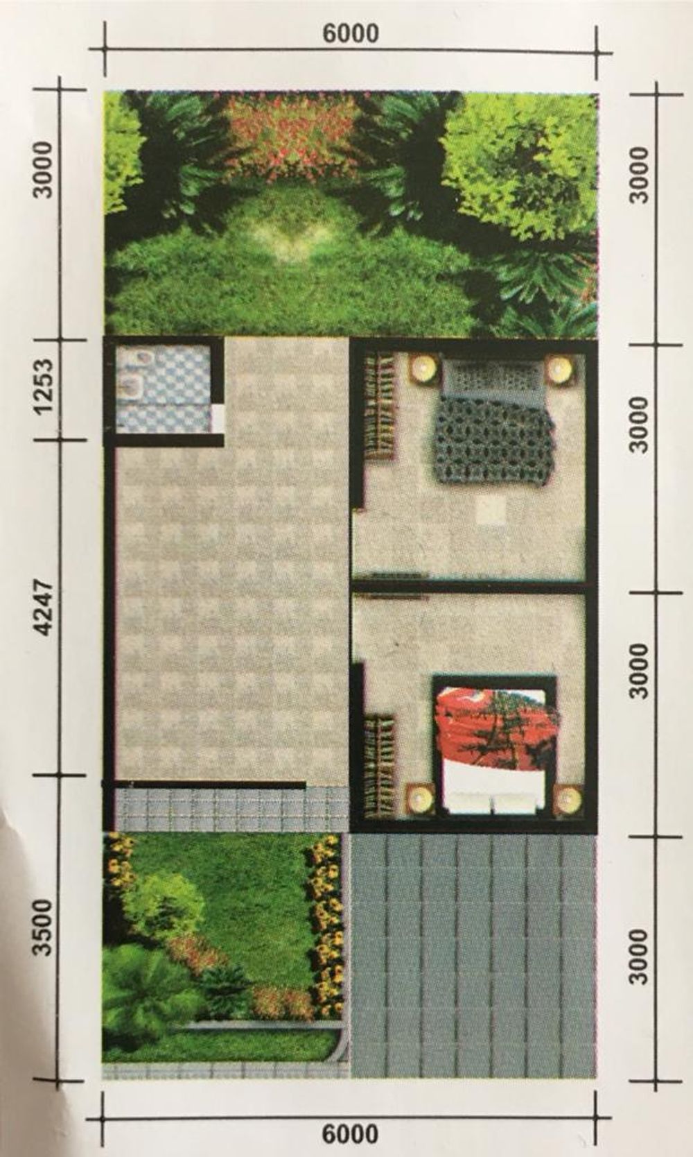 foto denah rumah tipe 36/72 perumahan Taman Harapan Indah