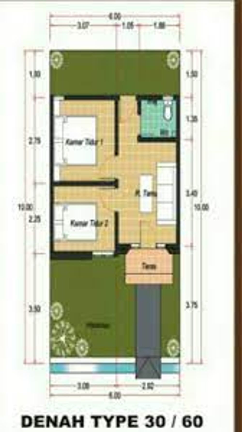 foto denah rumah tipe 30/60 perumahan Langkung Asri 2