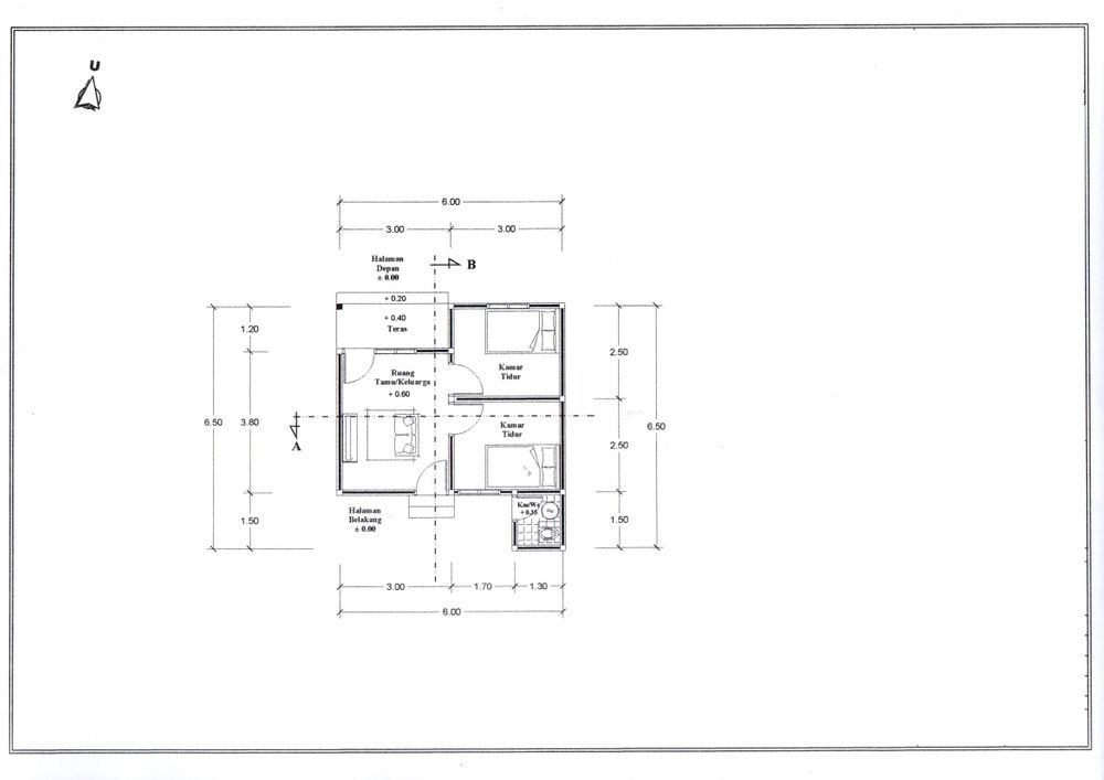 foto denah rumah tipe 32/70 M2 perumahan ARTA SEGARA