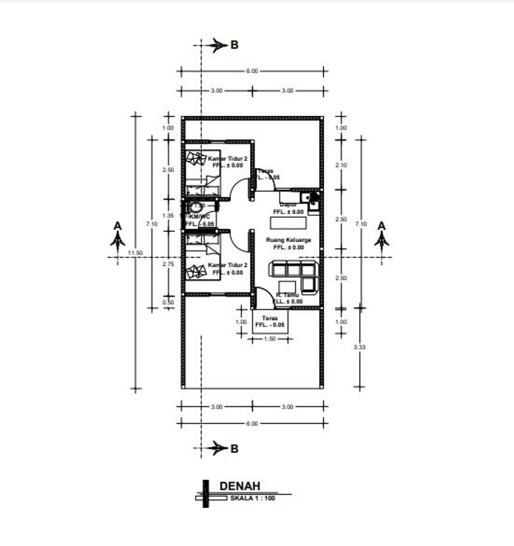 foto denah rumah tipe 36/60 perumahan VILLA KERTOSARI