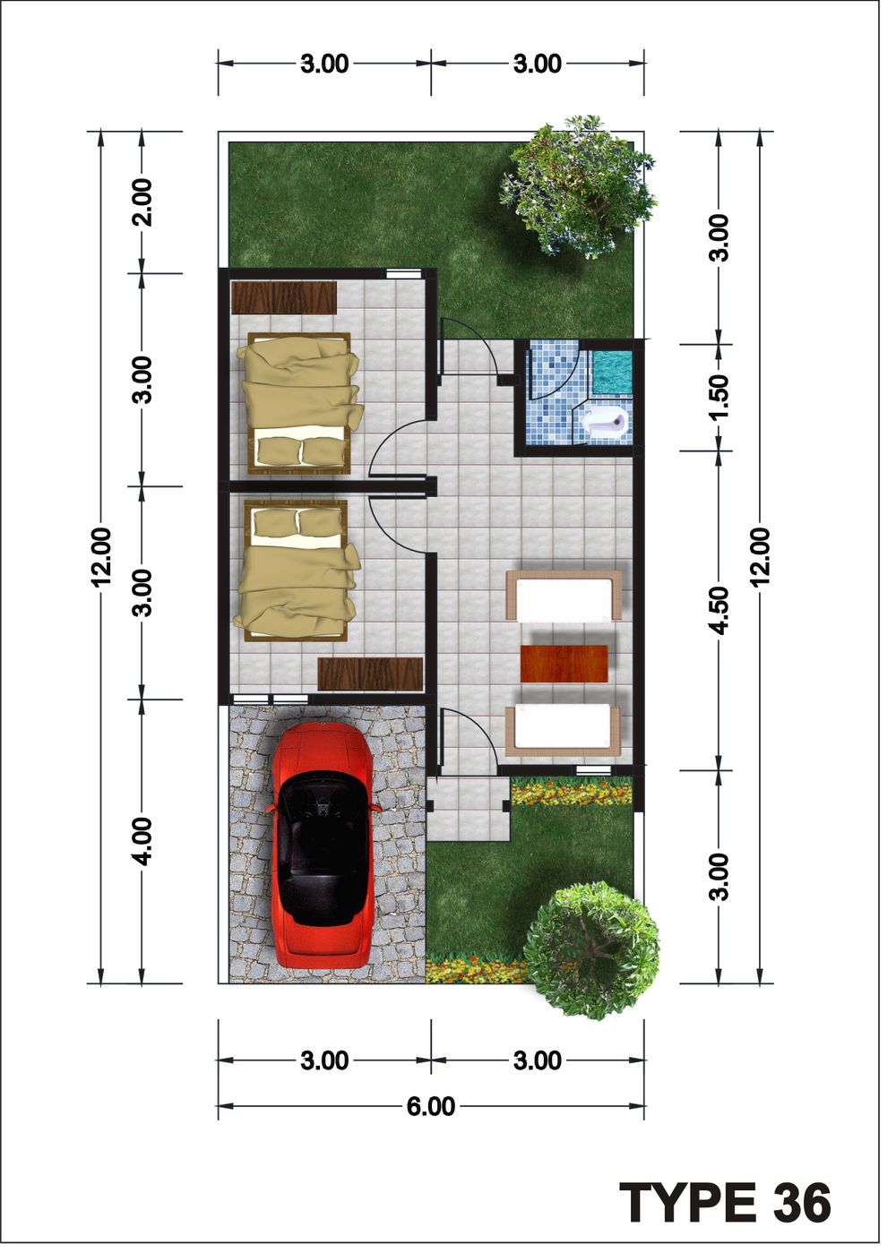 foto denah rumah tipe 36 perumahan GRAHA  PANTI RESIDENCE