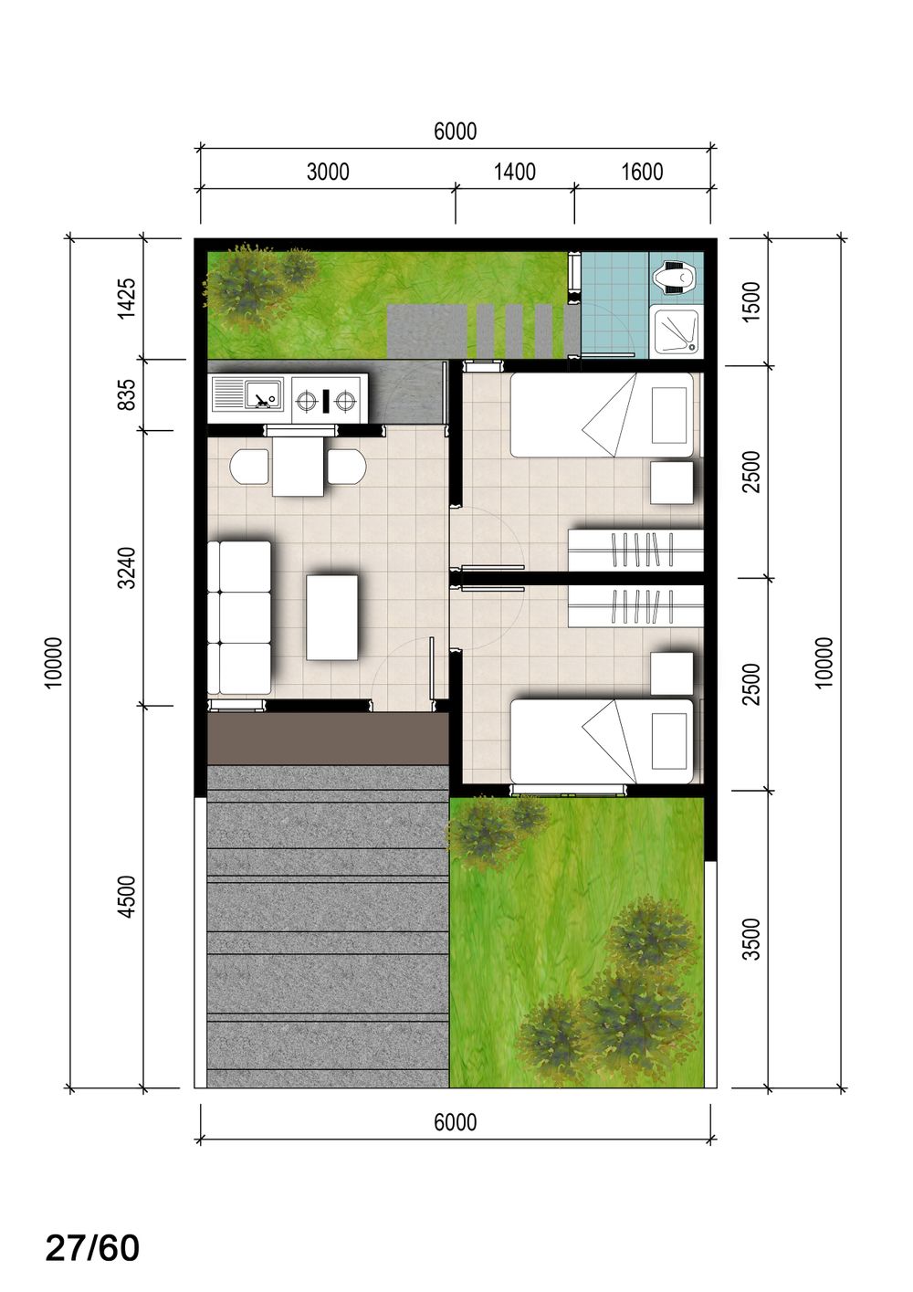 foto denah rumah tipe Lavender 60 - Standar perumahan PERMATA MUTIARA MAJA - CLUSTER RUBY