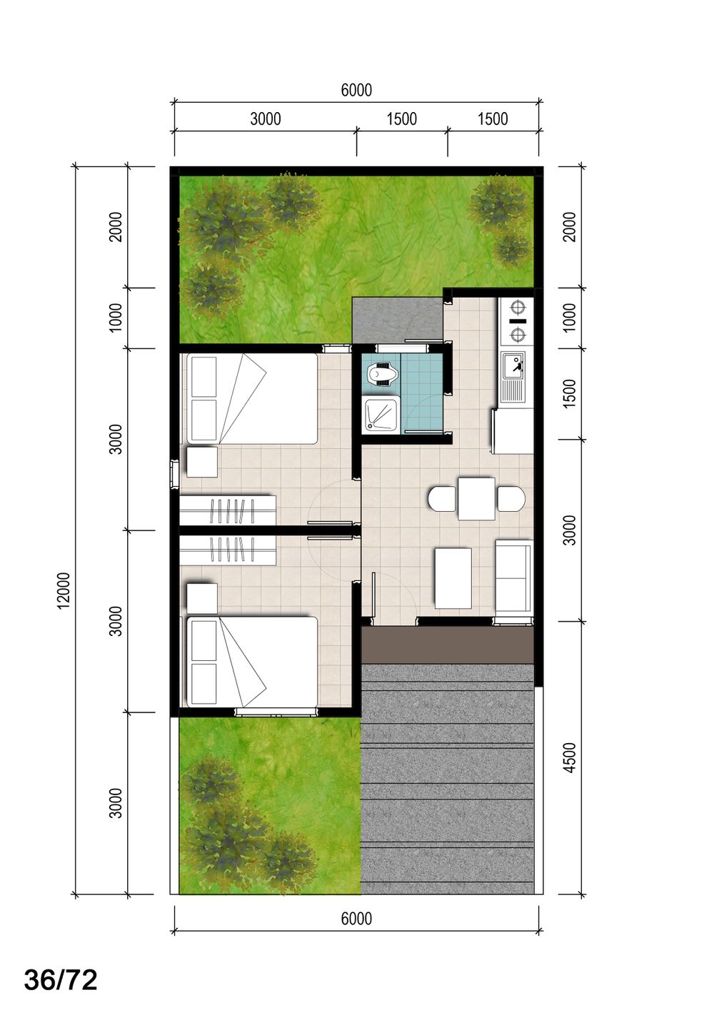 foto denah rumah tipe Magnolia 72 - Taman perumahan PERMATA MUTIARA MAJA - CLUSTER RUBY