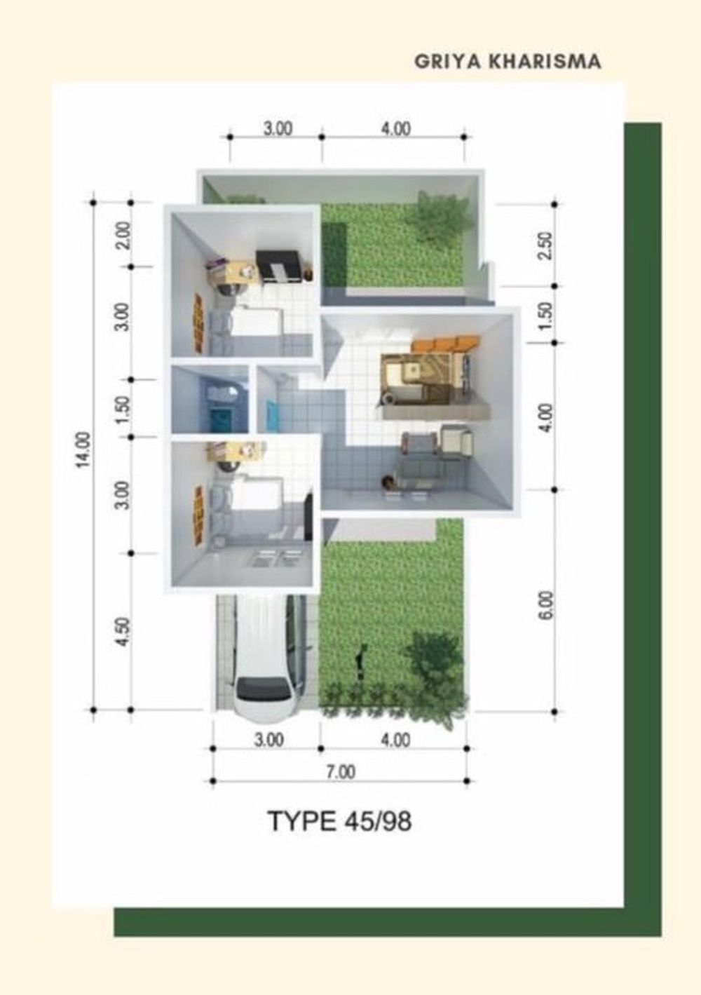 foto denah rumah tipe Lily perumahan GRIYA KHARISMA