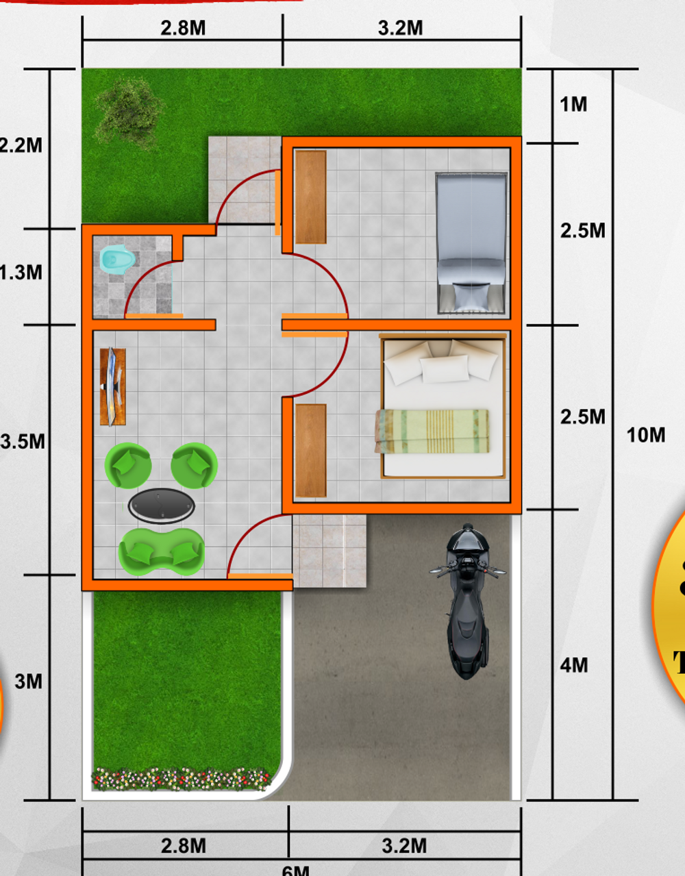 foto denah rumah tipe 36/60 perumahan PERUM KANNADA PERMAI