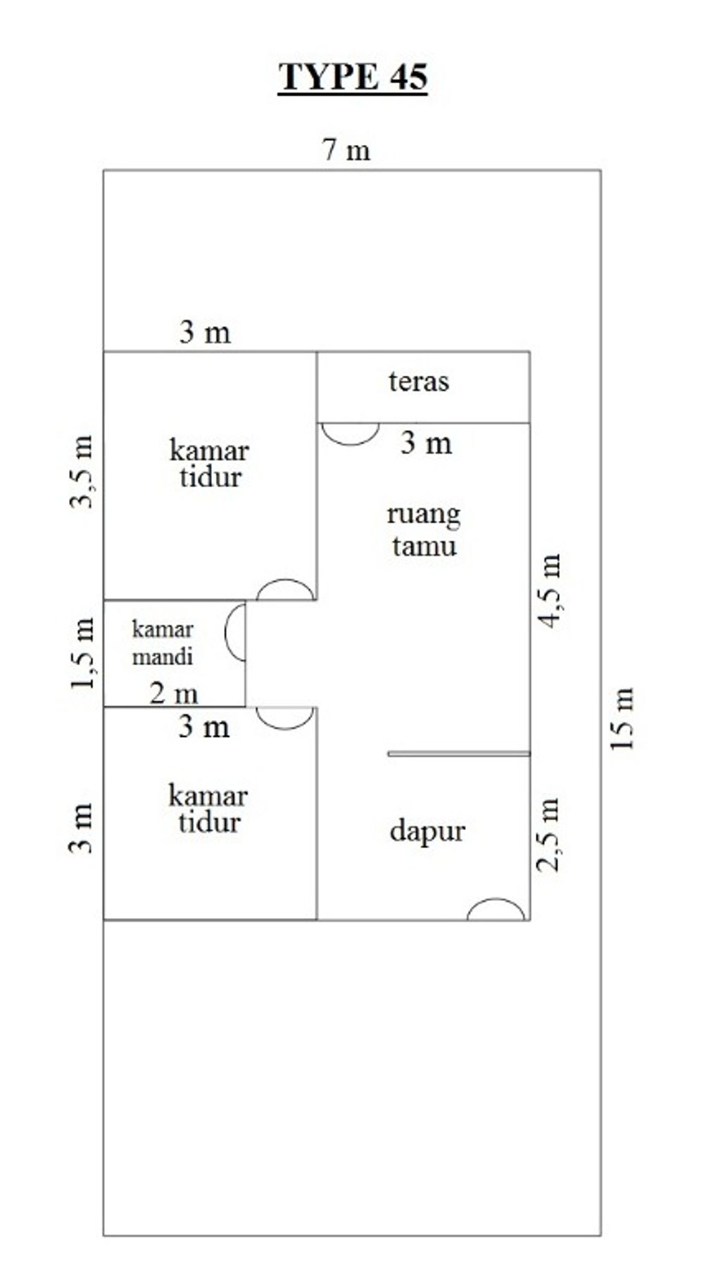 foto denah rumah tipe 45 perumahan GRAND GRAHA GANDARIA