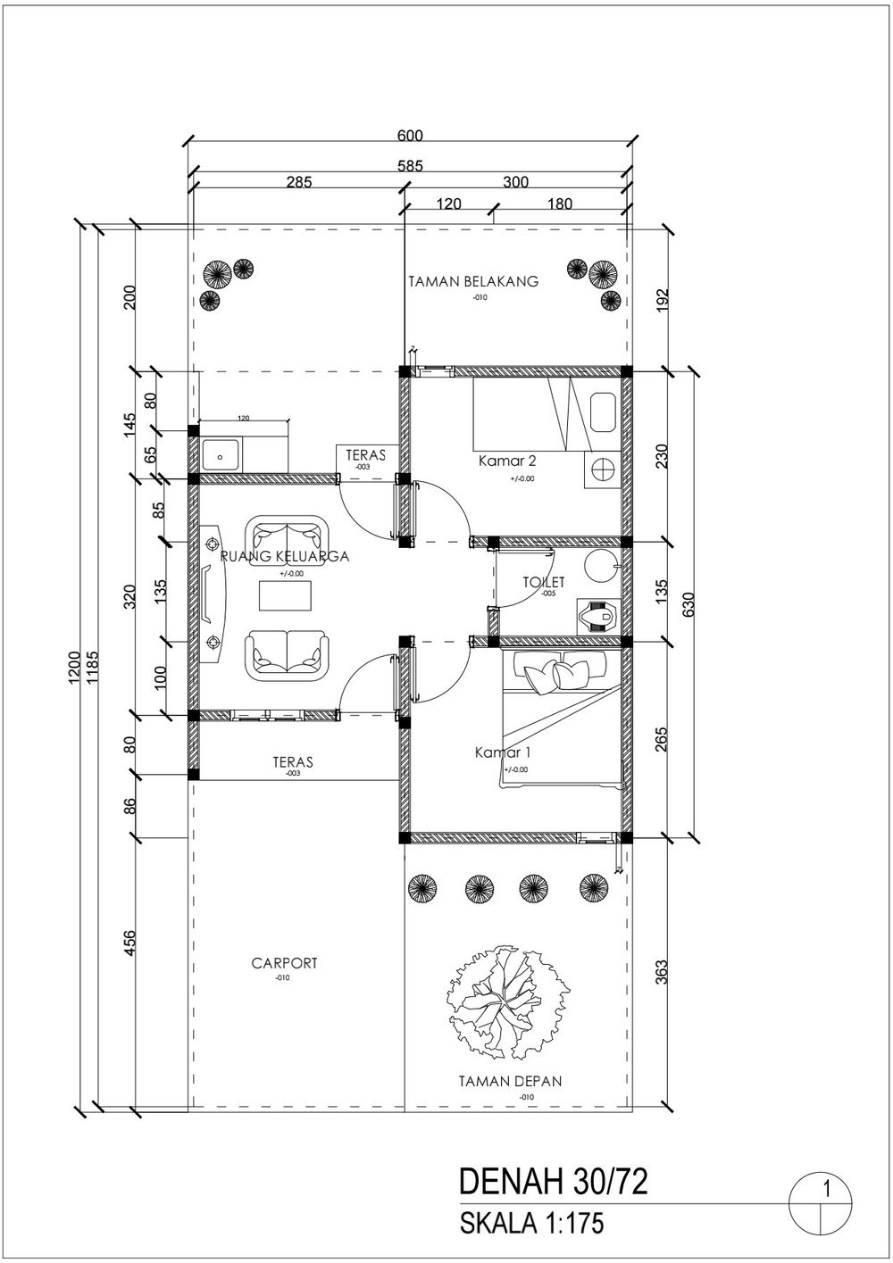 foto denah rumah tipe 30/72 perumahan BRIS RESIDENCE Blok A,B,C,I