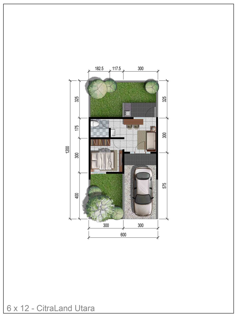 foto denah rumah tipe VICENZA 1 perumahan NORTH WEST PARK CITRALAND