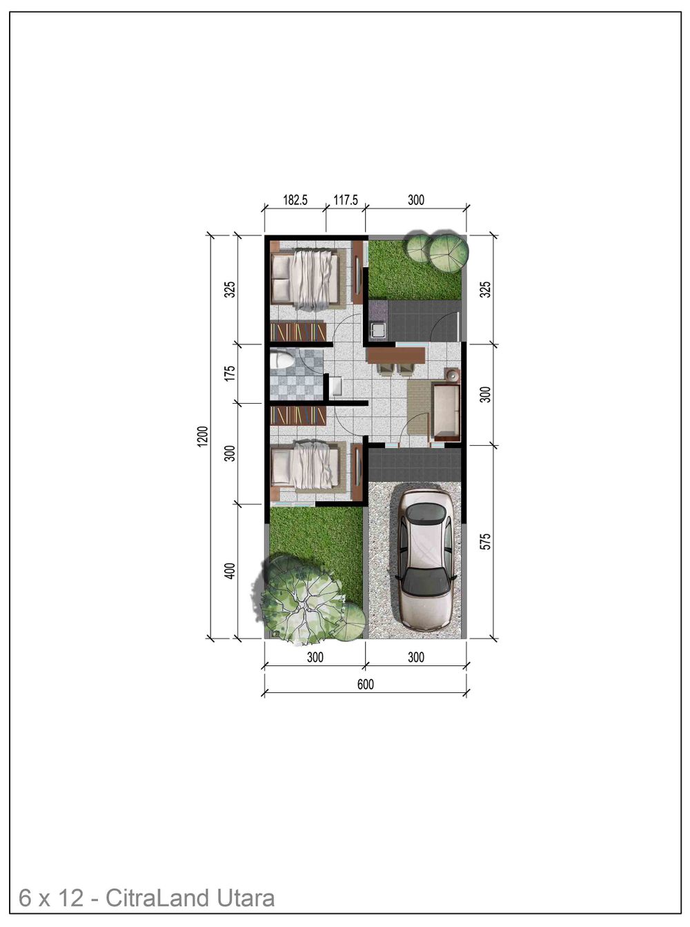 foto denah rumah tipe VICENZA 2 perumahan NORTH WEST PARK CITRALAND