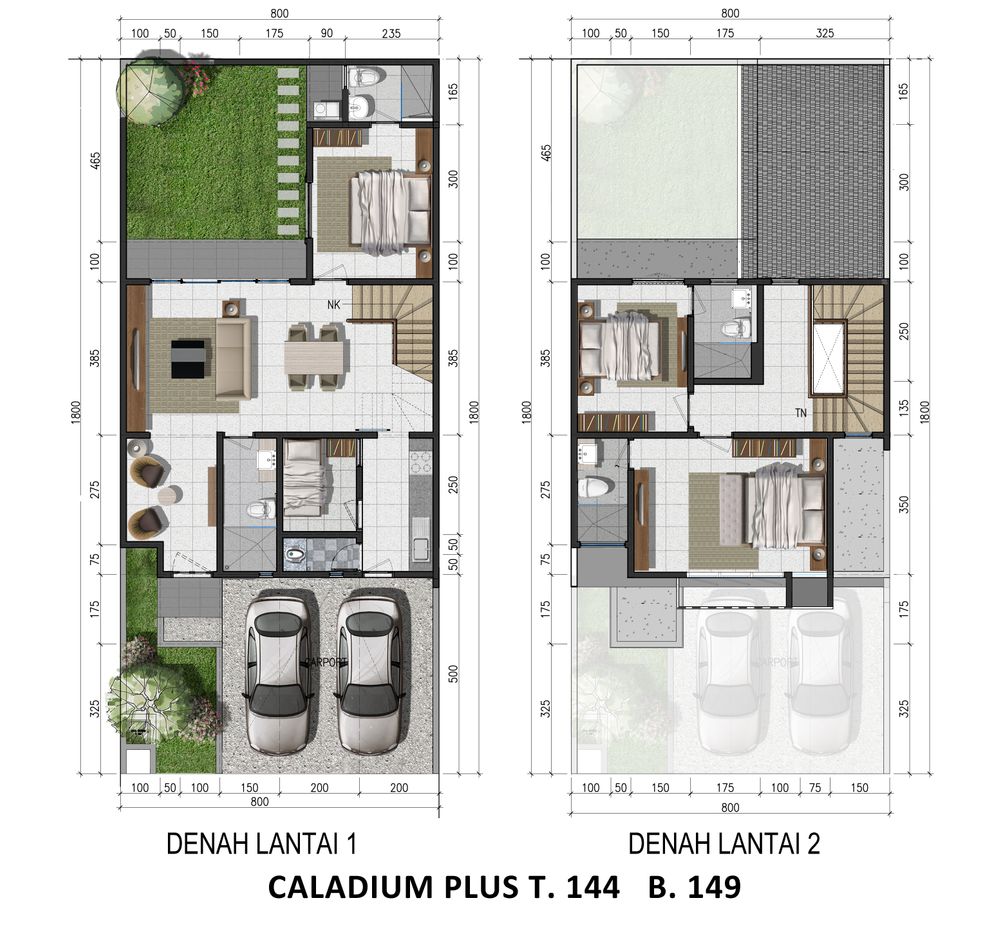 foto denah rumah tipe Caladium Plus perumahan BUONA VISTA CITRALAND