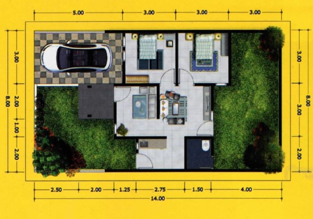 foto denah rumah tipe 47/112 perumahan BUNGA RESIDENCE
