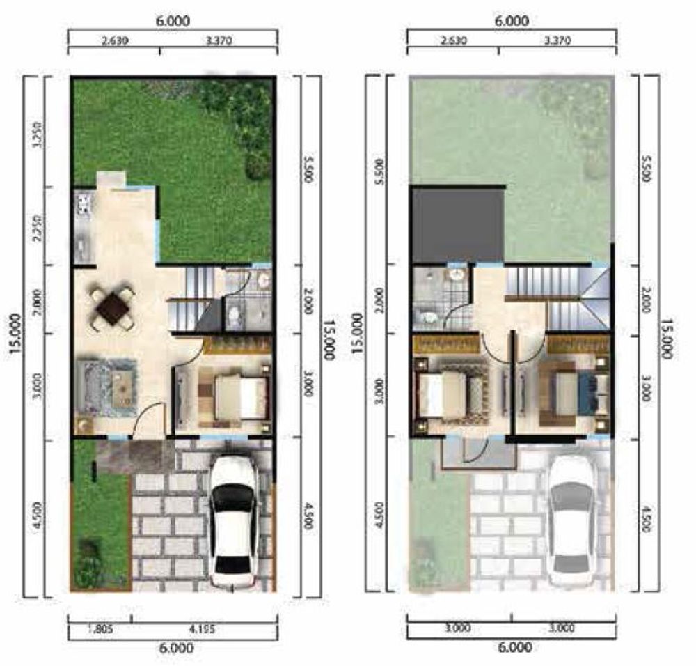 foto denah rumah tipe C-68/90 perumahan CITRAGRAND CIBUBUR CBD/ CITRAGRAND 2 ( CLUSTER CALATHEA)