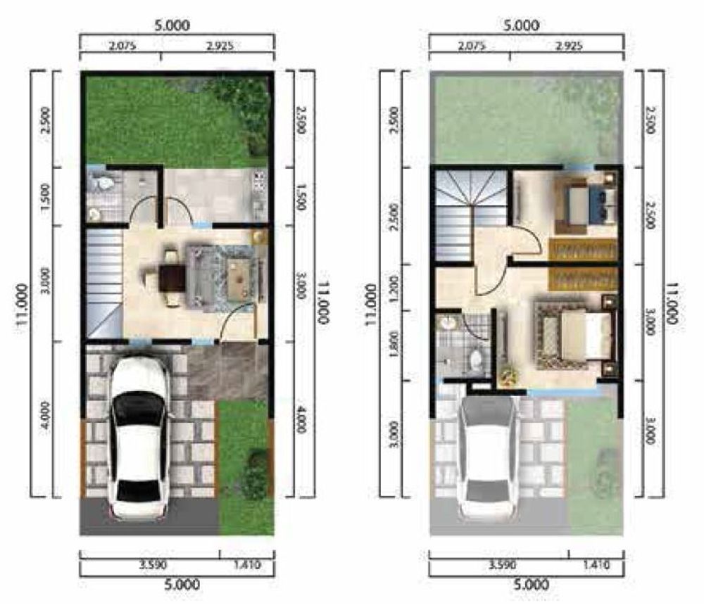 foto denah rumah tipe C-50/55 perumahan CITRAGRAND CIBUBUR CBD/ CITRAGRAND 2 ( CLUSTER CALATHEA)