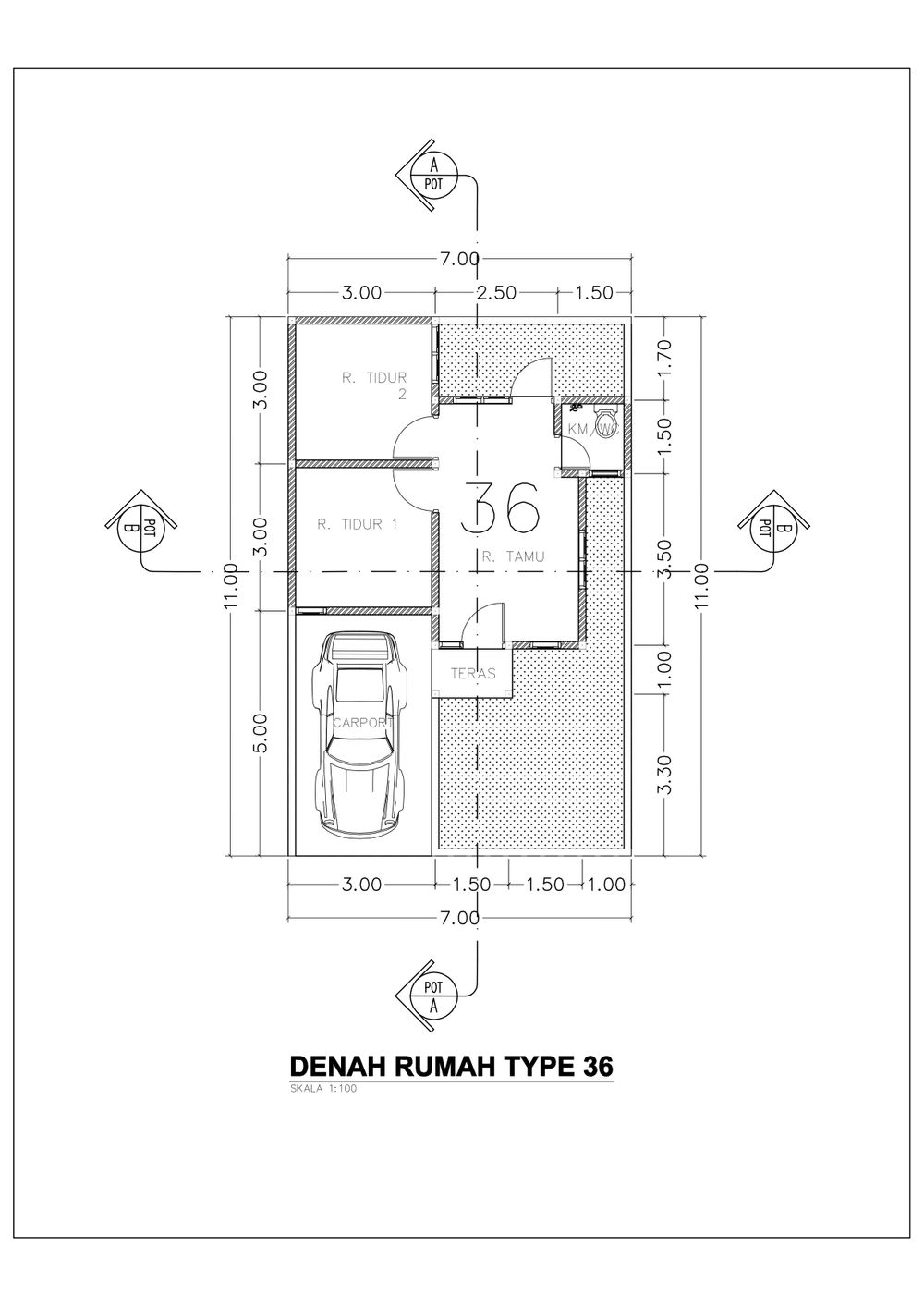 foto denah rumah tipe 36 perumahan Villa Argomulyo