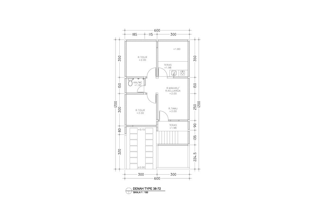foto denah rumah tipe 38/72 perumahan Buana Flamingo Hill Regency