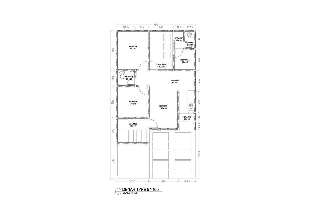 foto denah rumah tipe 57/105 perumahan Buana Flamingo Hill Regency