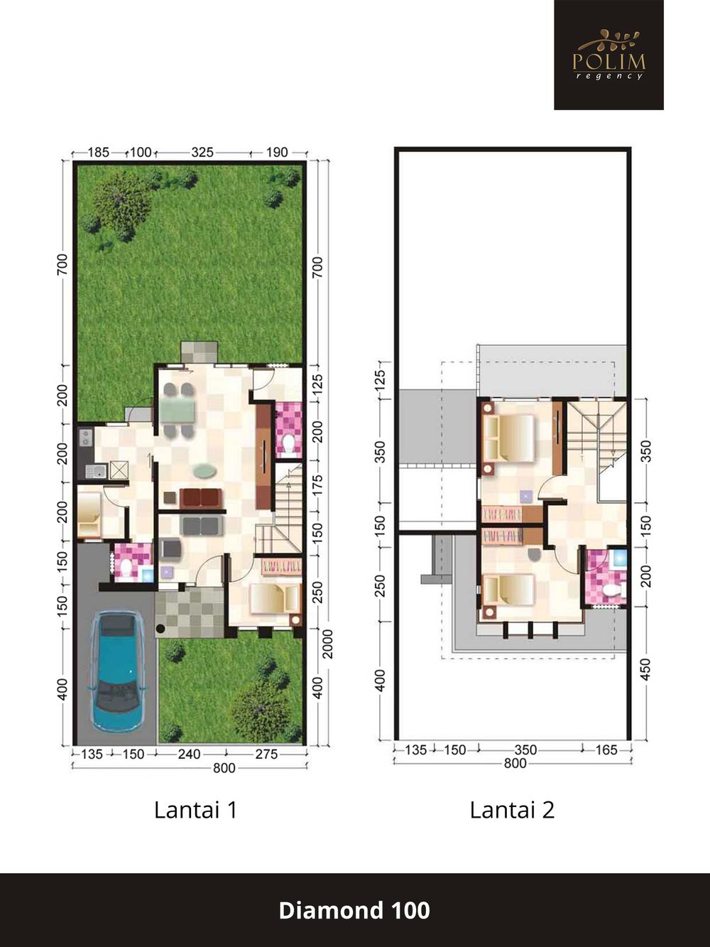 foto denah rumah tipe Diamond 100 perumahan Polim Regency
