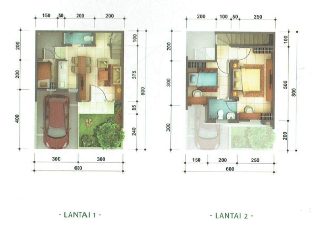 foto denah rumah tipe Acacia perumahan Cluster Kiara Payung Barat Residence, Puri Beta