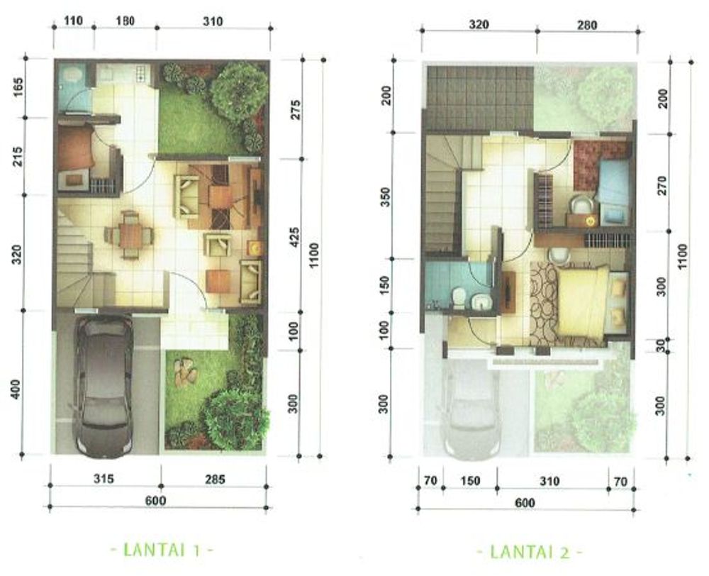 foto denah rumah tipe Daniela perumahan Cluster Kiara Payung Barat Residence, Puri Beta