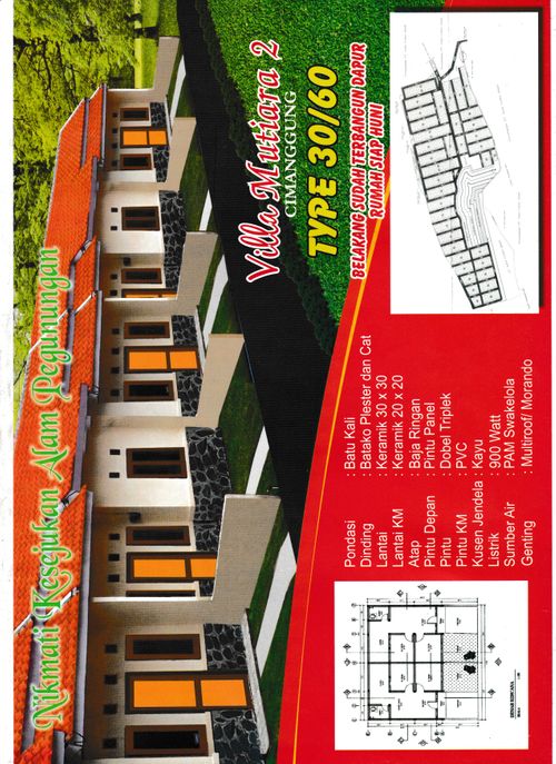 foto tampak rumah tipe 30/60 perumahan VILLA MUTIARA 2 Cimanggung