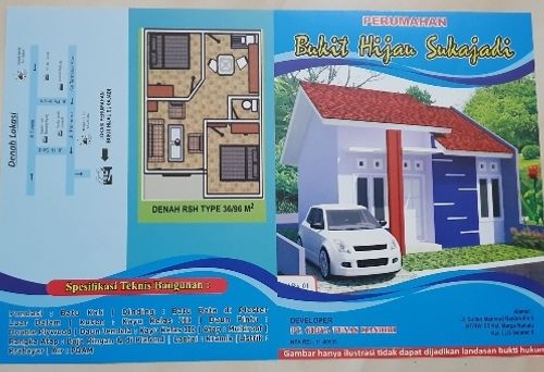 foto tampak rumah tipe RSH 36 Tapak perumahan BUKIT HIJAU SUKAJADI