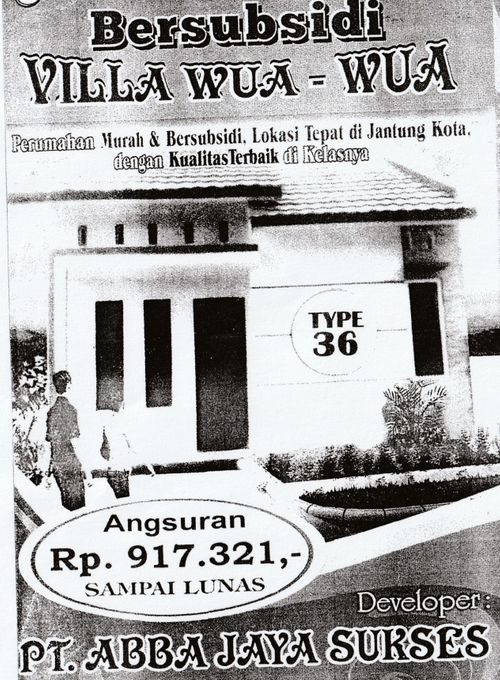 foto tampak rumah tipe 36 perumahan Villa wua wua