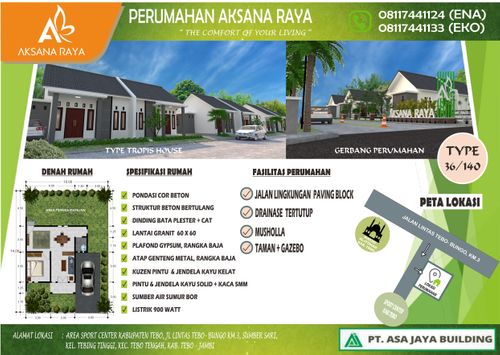 foto tampak rumah tipe 36/140 perumahan AKSANA RAYA