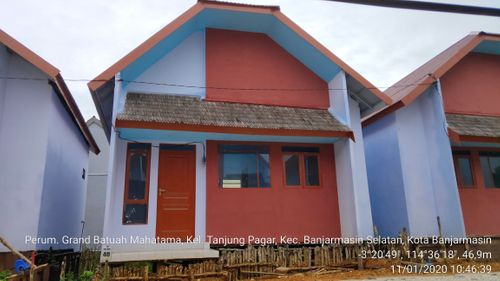 foto tampak rumah tipe Gajah Menyusu perumahan Grand Batuah Mahatama