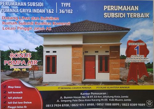 foto tampak rumah tipe RSH 36 perumahan YUMNNA GRIYA INDAH 1