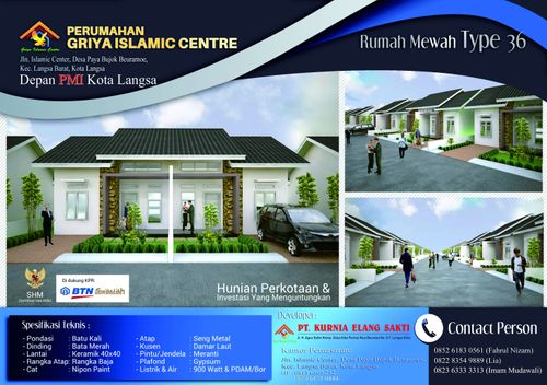 foto tampak rumah tipe 36 subsidi perumahan GRIYA ISLAMIC CENTER 