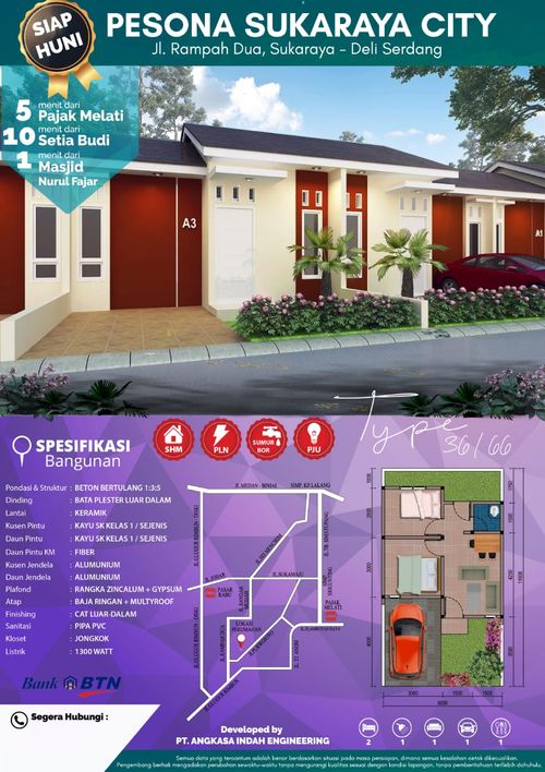 foto tampak rumah tipe BLOK B perumahan PESONA SUKARAYA CITY
