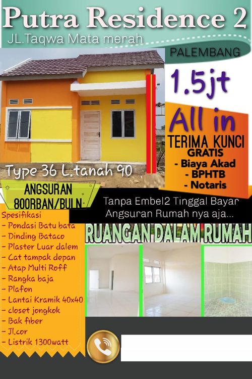 foto tampak rumah tipe 36 perumahan PUTRA RESIDENCE 2