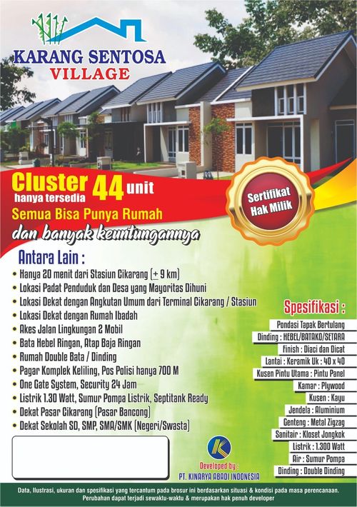 foto tampak rumah tipe 30/60 perumahan KARANG SENTOSA VILLAGE