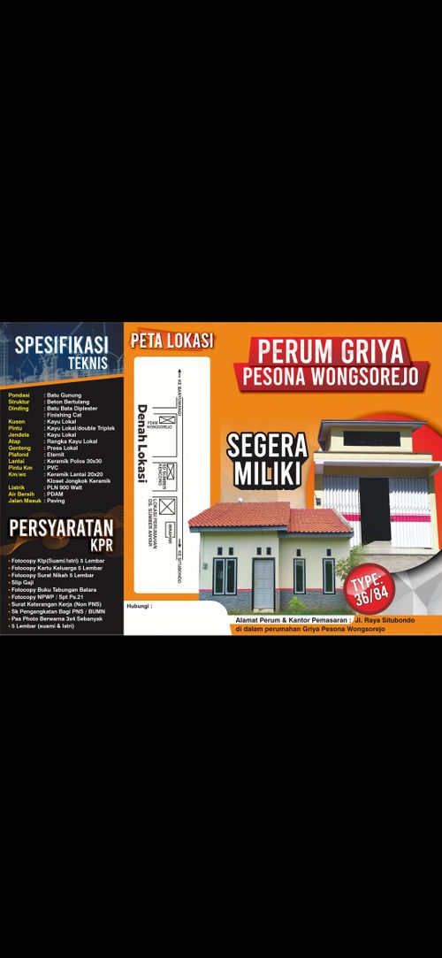 foto tampak rumah tipe 36/81 perumahan GRIYA PESONA WONGSOREJO