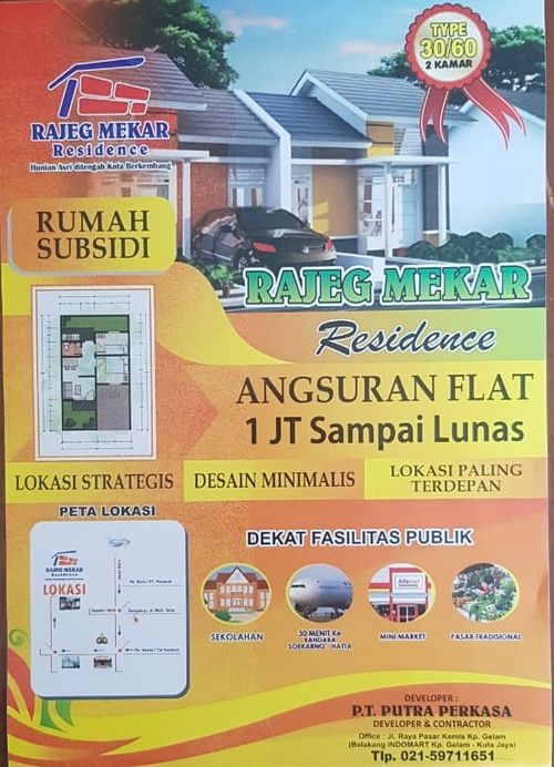 foto tampak rumah tipe 30/60 perumahan RAJEG MEKAR RESIDENCE
