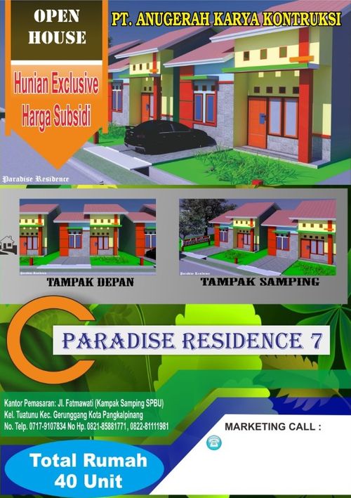 foto tampak rumah tipe 36 perumahan PARADISE RESIDENCE 7