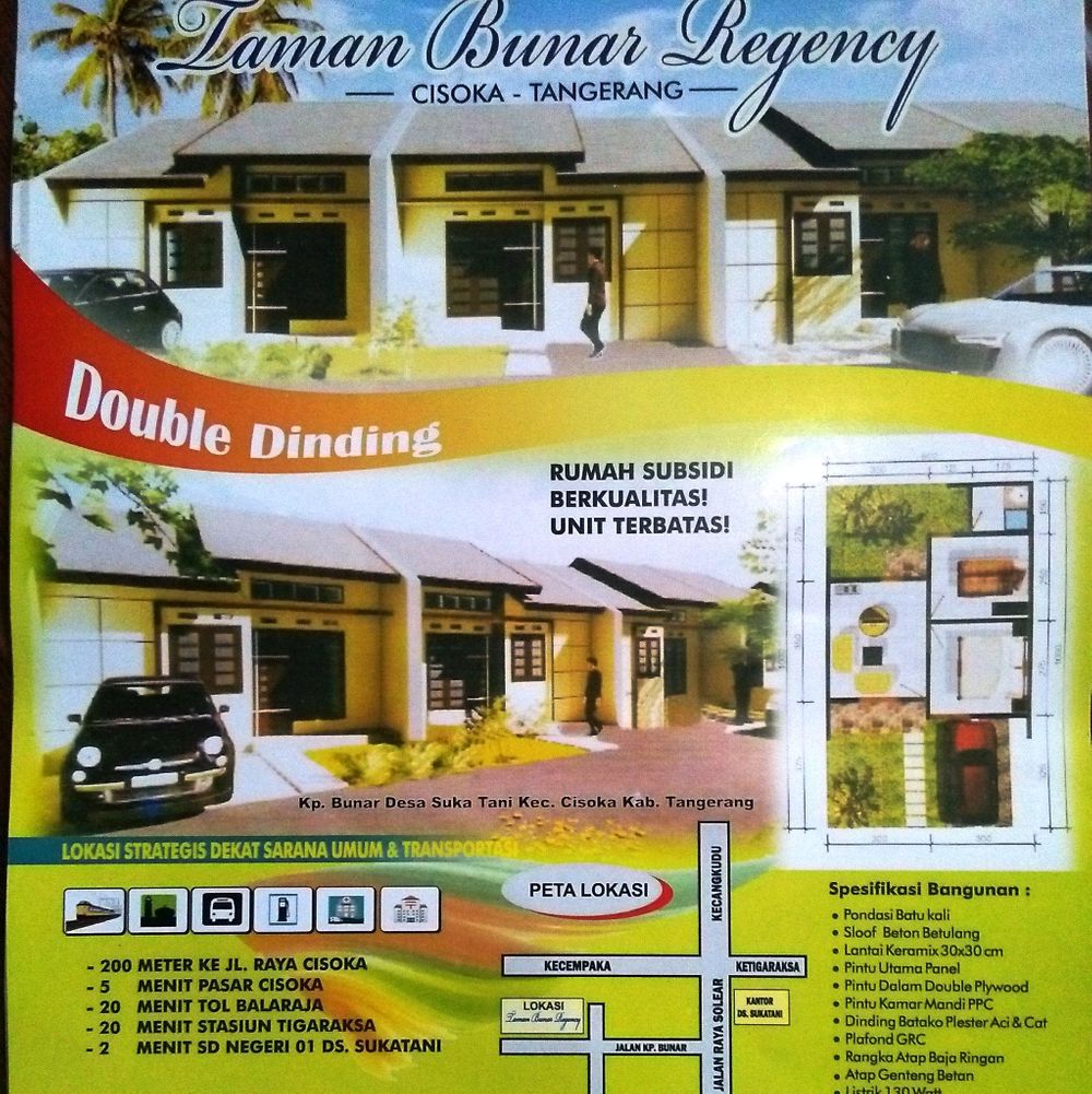 foto tampak rumah tipe 30/60 perumahan Perumahan Taman Bunar Regency