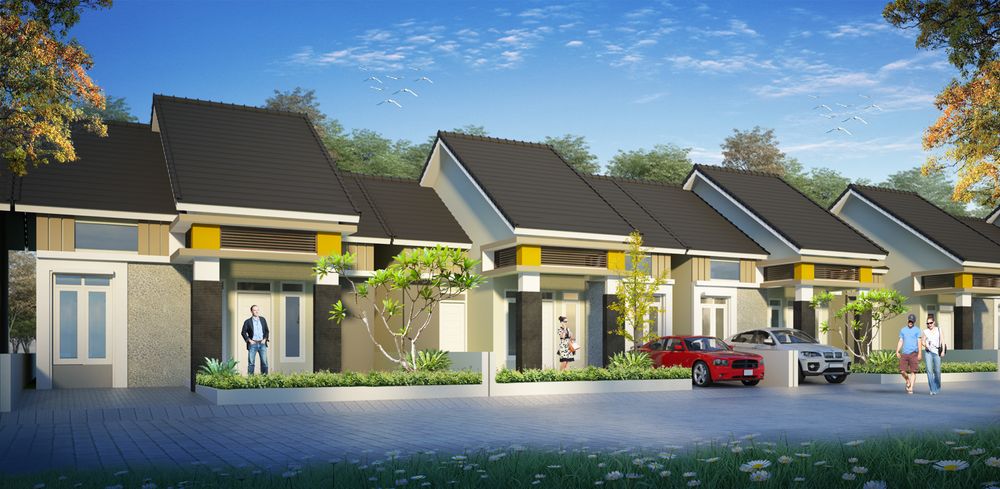 foto tampak rumah tipe 70 perumahan Harmoni Palace