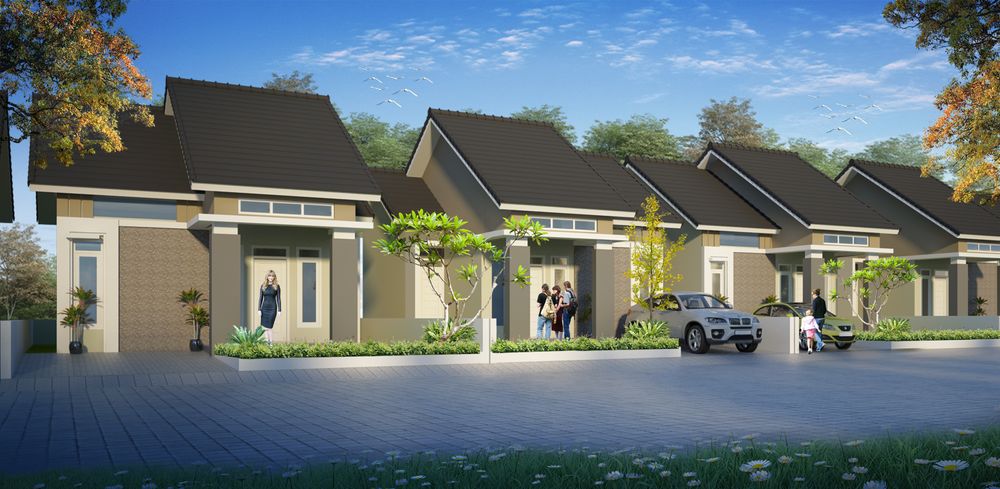foto tampak rumah tipe 56 perumahan Harmoni Palace