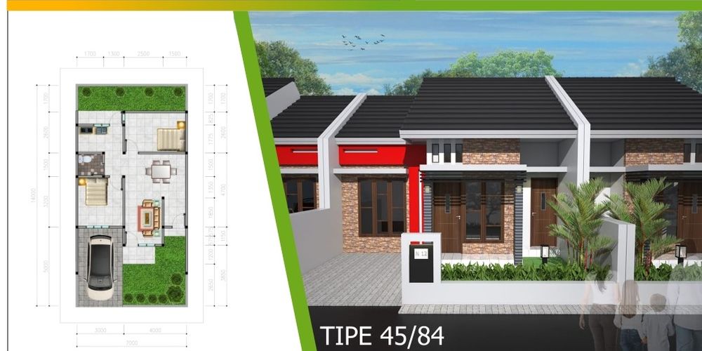foto tampak rumah tipe 45/84 perumahan Hoettagian Asri Kemanisan