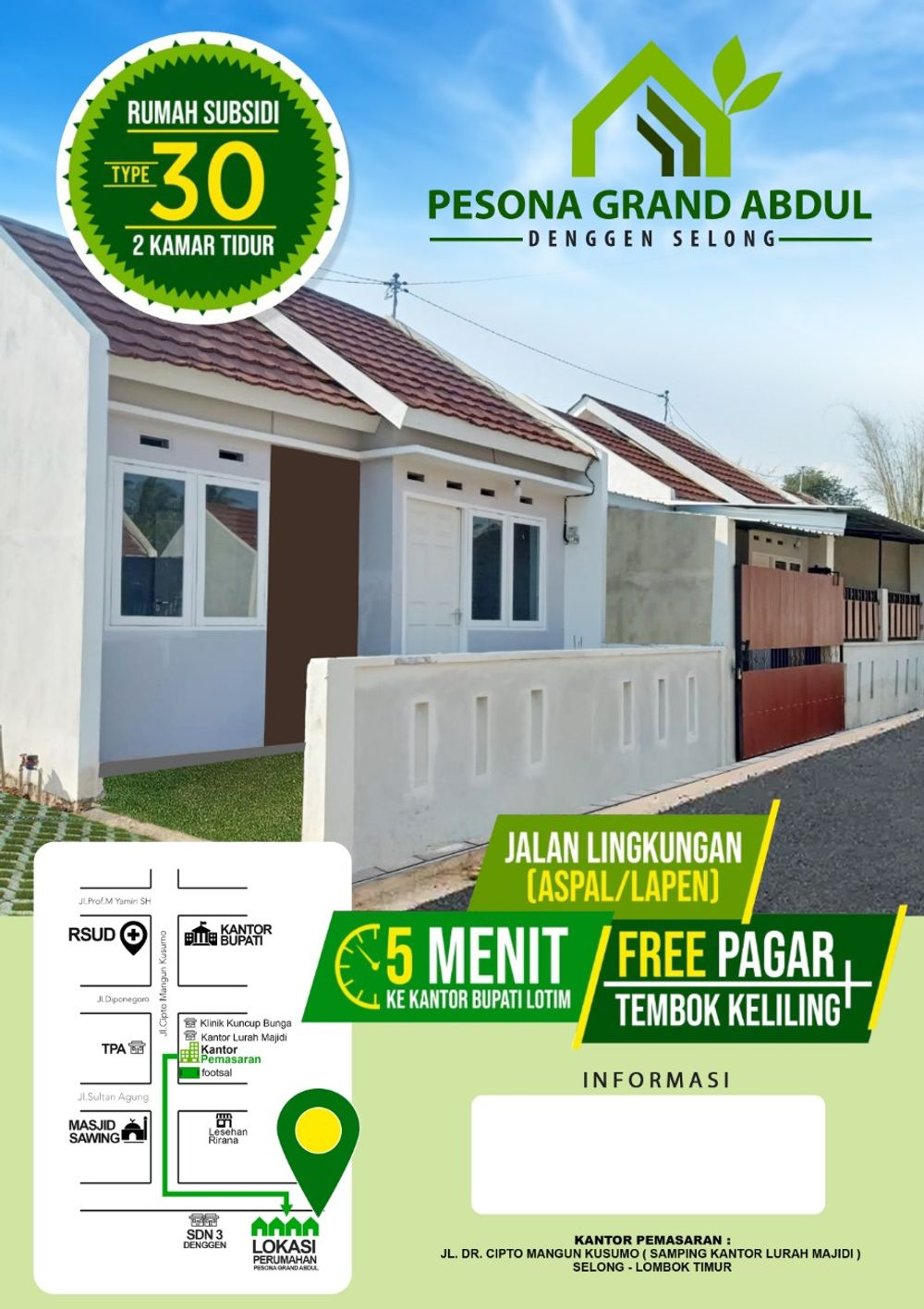 foto tampak rumah tipe 30 perumahan Pesona Grand Abdul