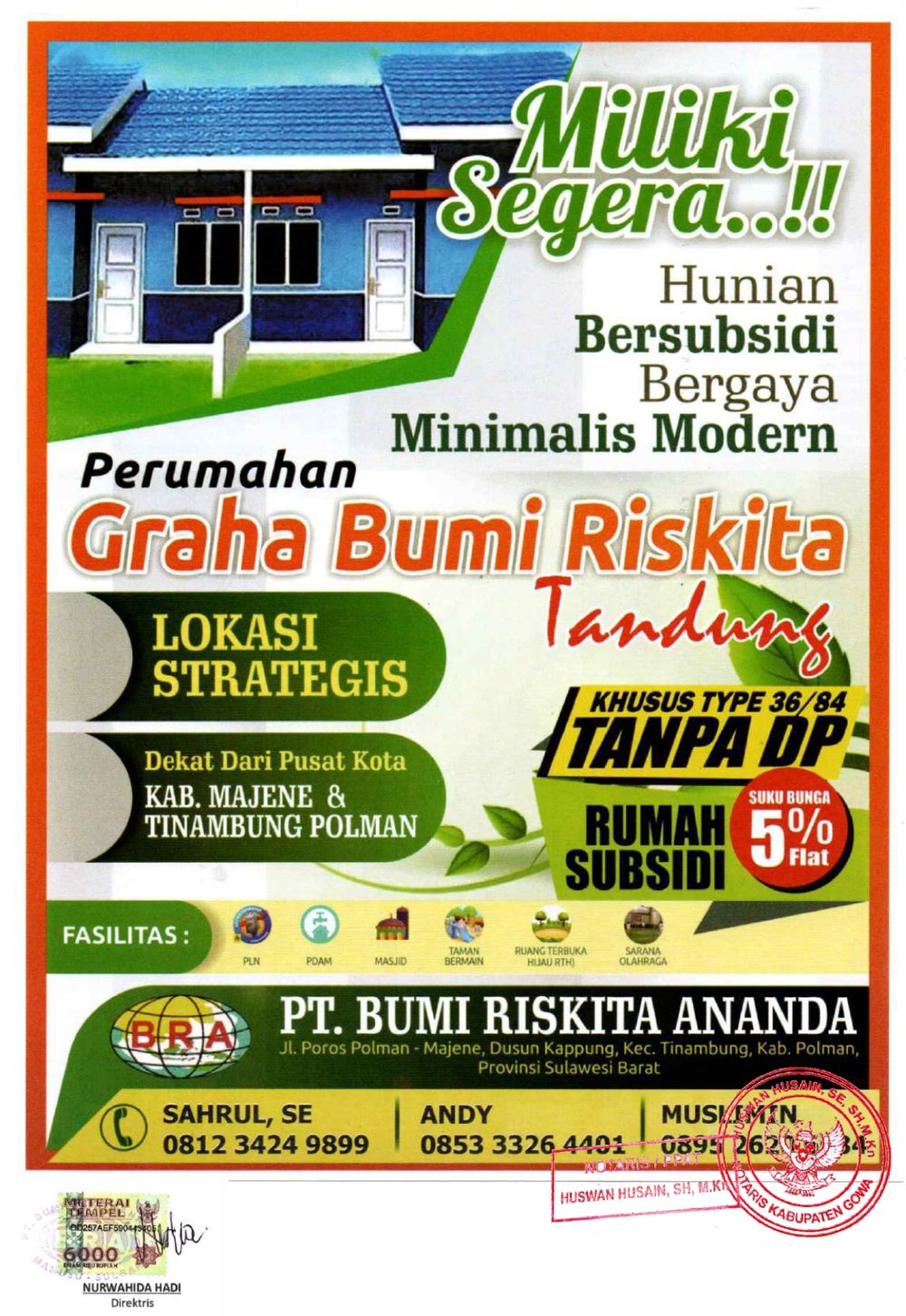 foto tampak rumah tipe Graha 91 perumahan Graha Bumi Riskita Tandung