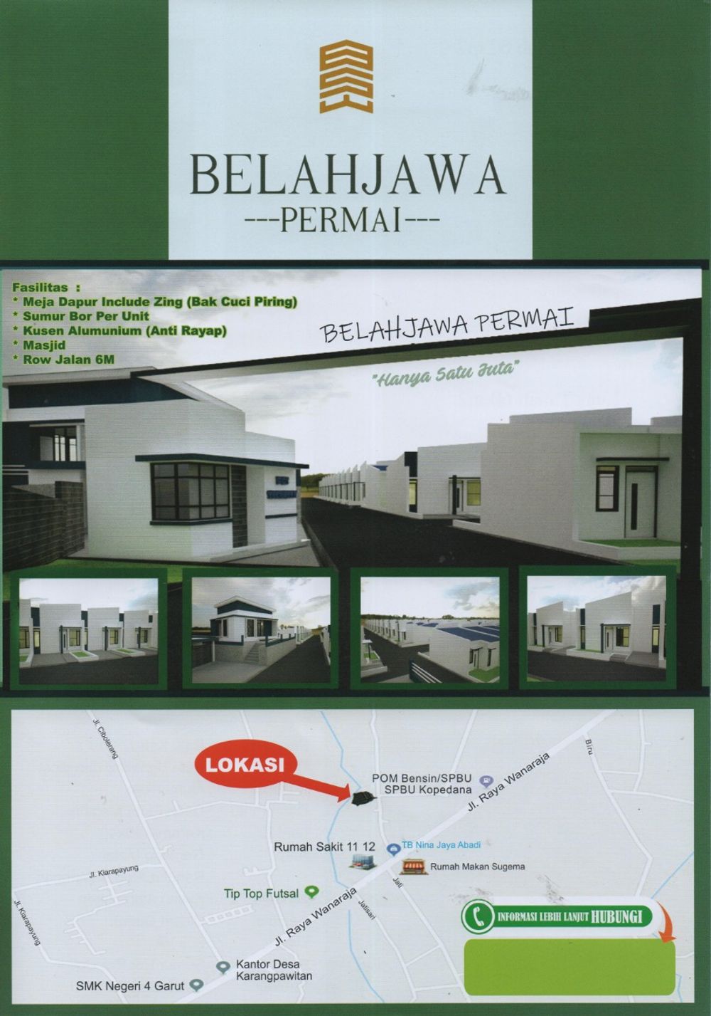 foto tampak rumah tipe RUMAH SUBSIDI perumahan BELAH JAWA PERMAI
