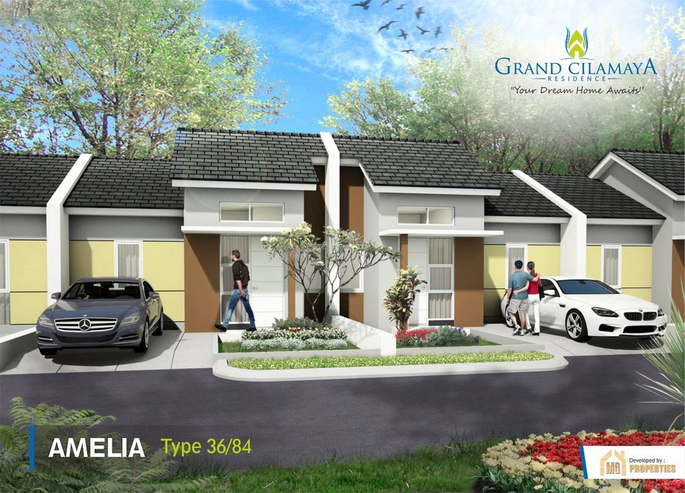 foto tampak rumah tipe Amelia perumahan GRAND CILAMAYA RESIDENCE