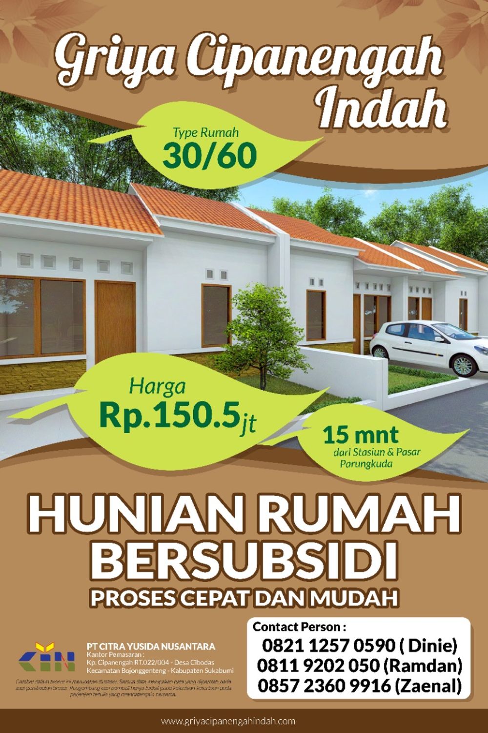 foto tampak rumah tipe 30/60 perumahan Griya Cipanengah Indah