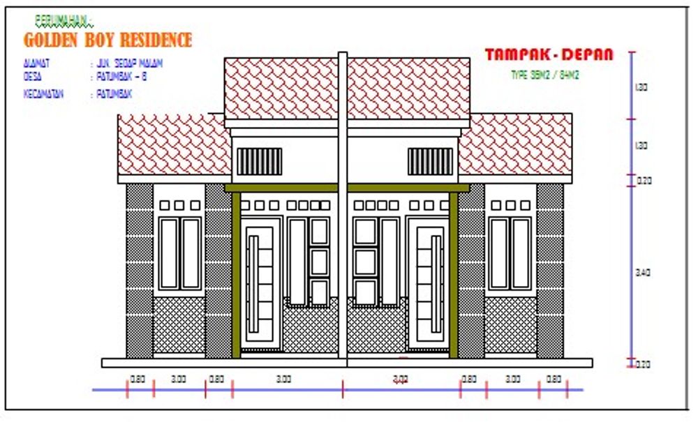 foto tampak rumah tipe 36 perumahan GOLDEN BOY RESIDENCE