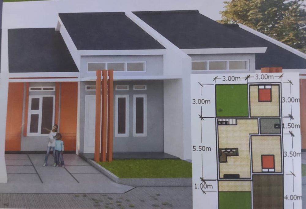 foto tampak rumah tipe 42/72 perumahan Panorama Asri